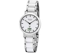 Regent Funkuhr »URFR264 Damen Uhr FR-264 Metall Funk«, (Analog-Digitaluhr), Damen Funkuhr rund, klein (ca. 30mm), Metallarmband weiß, silber