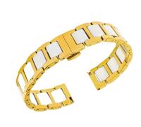 Keramik-Uhrenarmband 22 mm, universelles Schnellverschlussarmband, Edelstahl-Faltschließe, Ersatzarmband for Damen und Herren(White gold,20mm)