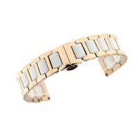 Keramik-Uhrenarmband 22 mm, universelles Schnellverschlussarmband, Edelstahl-Faltschließe, Ersatzarmband for Damen und Herren(White rose gold,22mm)