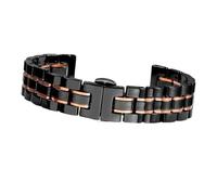 Keramik-Uhrenarmband for Damen und Herren, Roségold, Weiß, Edelstahl, Schnellverschluss, verstellbar (14 mm, 15 mm, 16 mm, 18 mm, 20 mm, 22 mm)(Black rose gold,21mm)
