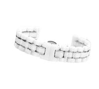 Keramik-Uhrenarmband for Damen und Herren, Roségold, Weiß, Edelstahl, Schnellverschluss, verstellbar (14 mm, 15 mm, 16 mm, 18 mm, 20 mm, 22 mm)(White silver,15mm)