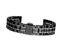 Keramik-Uhrenarmband for Damen und Herren, Roségold, Weiß, Edelstahl, Schnellverschluss, verstellbar (14 mm, 15 mm, 16 mm, 18 mm, 20 mm, 22 mm)(Black silver,21mm)