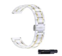 Keramik-Uhrenarmband mit Schnellverschluss, verstellbar, for Damen und Herren, Edelstahl, Ersatzteil, 16 mm, 18 mm, 20 mm, 22 mm(White gold,18mm)