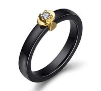 Keramikringe Für Damen - Keramikring, Schwarze Glatte Keramik Mit Eingelegtem Zirkon, Polierter Ring, Keramikringe, Damenring, Schmuck, Geburtstagsgeschenk, Keramikschmuck, Wie Abgebildet, 10