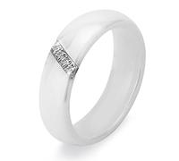 Keramikringe, Herren- Und Damen-Keramikring Mit 4 Eingelegten Zirkonia, 6 Mm, Eleganter Stil, Glatter Indien-Stein, Kristall, Klassisch, Schlicht, Schmuck, Paar, Geschenk, Weihnachten, Hochzeit, Vale