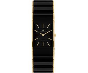 Keramikuhr JACQUES LEMANS "Dublin", gold (schwarz, goldfarben), Armbanduhren, Damen, Quarzuhr, Armbanduhr, Damenuhr, bis 5 bar wasserabweisend (47814512-0) schwarz, goldfarben