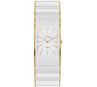 Keramikuhr JACQUES LEMANS "Dublin", gold (weiß, goldfarben), Armbanduhren, Damen, Quarzuhr, Armbanduhr, Damenuhr, bis 5 bar wasserabweisend (42994260-0) weiß, goldfarben