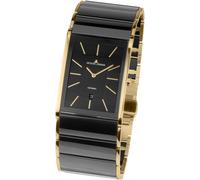 Keramikuhr JACQUES LEMANS "Dublin", schwarz (schwarz, goldfarben), Armbanduhren, Damen, Quarzuhr, Armbanduhr, Damenuhr, Herrenuhr, Datum, Keramikarmband (14264838-0) schwarz, goldfarben
