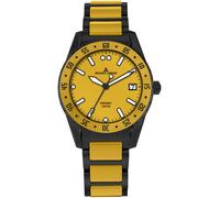 Keramikuhr JACQUES LEMANS "Liverpool", schwarz (gelb, schwarz), Armbanduhren, Herren, Keramikuhr, Quarzuhr, Armbanduhr, Herrenuhr, bis 10 bar wasserdicht, analog, Datum (88554267-0)