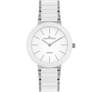 Keramikuhr JACQUES LEMANS "Monaco", silber (weiß, silberfarben), Armbanduhren, Damen, Quarzuhr, Armbanduhr, Damenuhr, Herrenuhr, bis 10 bar wasserdicht (86521704-0) weiß, silberfarben