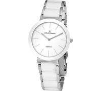 Keramikuhr JACQUES LEMANS "Monaco", weiß (weiß, silberfarben), Armbanduhren, Damen, Quarzuhr, Armbanduhr, Damenuhr, gehärtetes Crystexglas (71720834-0) weiß, silberfarben