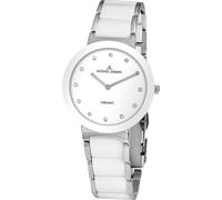Keramikuhr JACQUES LEMANS "Monaco", weiß (weiß, silberfarben), Armbanduhren, Damen, Quarzuhr, Armbanduhr, Damenuhr, gehärtetes Crystexglas, Steine (41726457-0) weiß, silberfarben