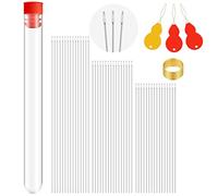 KERDEJAR 65 Stück Rocailles-Perlennadeln, 3 Größen, extra fein, feine Nadeln, Perlenstickerei, mit Nadel-Einfädler, Werkzeug zur Schmuckherstellung, silberfarben