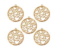 KERDEJAR Offene Lünette Charm, 5 Stück, runder Herz-Anhänger, Metallrahmen, blanko, Lünettenfassung, UV-Harz, Schmuck, DIY Gold