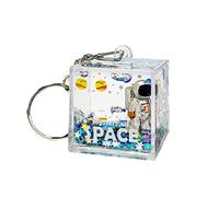 KERDEJAR Quicksand Keychain, Mysterious Space Glitter Quicksand Square Keychain Astronaut Bag Charm Fashion Jewelry Space Lover Gifts Clear