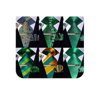 Kerfado Herren Seidenkrawatten-Set, 6-teilig, Krawatte und Einstecktuch, Manschettenknöpfe, Clip-Set, Hochzeit, Business, Party, Krawatte, Grünes Krawatten-Set