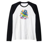 Kerry Blue Terrier Hund Skifahren Aquarell Splash Art Raglan