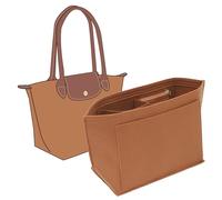 KESOIL Filzeinsatz für Longchamp Le Pliage M Tasche, Handtasche, Lederrand, Longchamp-Organizer-Einsatz (mittelgroß, Goldbraun)