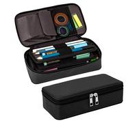 Kesote Federmappe Leder Federmäppchen PU Federtasche Große Kapazität Bleistift Beutel Abnehmbar Stiftemappe für Mädchen Jungen Einschulung Schulanfang (Schwarz)