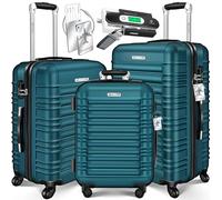 KESSER® 3tlg. Hartschalenkofferset Hartschalenkoffer Reisekoffer Set Reisekofferset Trolley Koffer 4 Rollen ABS-Hartschale Teleskopgriff Inkl. Kofferwaage + Gepäckanhänger Rollkoffer Schloss, M-L-XL