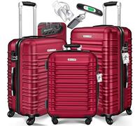KESSER® 3tlg. Hartschalenkofferset Hartschalenkoffer Reisekoffer Set Reisekofferset Trolley Koffer 4 Rollen ABS-Hartschale Teleskopgriff Inkl. Kofferwaage + Gepäckanhänger Rollkoffer Schloss, M-L-XL