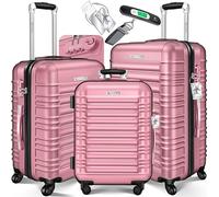 KESSER® 3tlg. Hartschalenkofferset Hartschalenkoffer Reisekoffer Set Reisekofferset Trolley Koffer 4 Rollen ABS-Hartschale Teleskopgriff Inkl. Kofferwaage + Gepäckanhänger Rollkoffer Schloss, M-L-XL