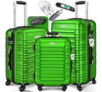 KESSER® 3tlg. Hartschalenkofferset Hartschalenkoffer Reisekoffer Set Reisekofferset Trolley Koffer 4 Rollen ABS-Hartschale Teleskopgriff Inkl. Kofferwaage + Gepäckanhänger Rollkoffer Schloss, M-L-XL