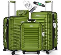 KESSER® 3tlg. Hartschalenkofferset Hartschalenkoffer Reisekoffer Set Reisekofferset Trolley Koffer 4 Rollen ABS-Hartschale Teleskopgriff Inkl. Kofferwaage + Gepäckanhänger Rollkoffer Schloss, M-L-XL