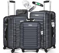 KESSER® 3tlg. Hartschalenkofferset Hartschalenkoffer Reisekoffer Set Reisekofferset Trolley Koffer 4 Rollen ABS-Hartschale Teleskopgriff Inkl. Kofferwaage + Gepäckanhänger Rollkoffer Schloss, M-L-XL