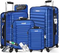 KESSER® 4-TLG. Kofferset Hartschalenkoffer, Reisekoffer 4er-Set S-M-L-XL, Trolley Koffer mit 4 Rollen, ABS Hartschale, Teleskopgriff + Kofferwaage & Gepäckanhänger, Rollkoffer mit Schloss, Blau