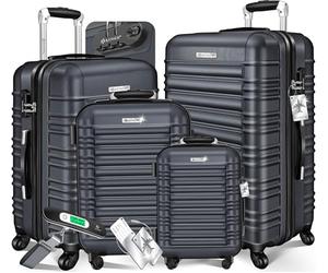 KESSER® 4-TLG. Kofferset Hartschalenkoffer, Reisekoffer 4er-Set S-M-L-XL, Trolley Koffer mit 4 Rollen, ABS Hartschale, Teleskopgriff + Kofferwaage & Gepäckanhänger, Rollkoffer mit Schloss, Anthrazit