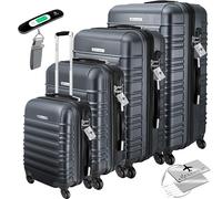 KESSER® 4tlg. Hartschalenkofferset Hartschalenkoffer Reisekoffer Set Reisekofferset Trolley Koffer 4 Rollen ABS-Hartschale Teleskopgriff Inkl. Kofferwaage + Gepäckanhänger Rollkoffer Schloss, S-M-L-XL