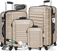 KESSER® 4tlg. Hartschalenkofferset Hartschalenkoffer Reisekoffer Set Reisekofferset Trolley Koffer 4 Rollen ABS-Hartschale Teleskopgriff Inkl. Kofferwaage + Gepäckanhänger Rollkoffer Schloss, S-M-L-XL