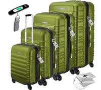 KESSER® 4tlg. Hartschalenkofferset Hartschalenkoffer Reisekoffer Set Reisekofferset Trolley Koffer 4 Rollen ABS-Hartschale Teleskopgriff Inkl. Kofferwaage + Gepäckanhänger Rollkoffer Schloss, S-M-L-XL