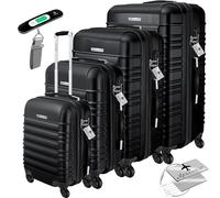 KESSER® 4tlg. Hartschalenkofferset Hartschalenkoffer Reisekoffer Set Reisekofferset Trolley Koffer 4 Rollen ABS-Hartschale Teleskopgriff Inkl. Kofferwaage + Gepäckanhänger Rollkoffer Schloss, S-M-L-XL