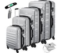 KESSER® 4tlg. Hartschalenkofferset Hartschalenkoffer Reisekoffer Set Reisekofferset Trolley Koffer 4 Rollen ABS-Hartschale Teleskopgriff Inkl. Kofferwaage + Gepäckanhänger Rollkoffer Schloss, S-M-L-XL