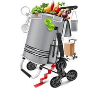 KESSER® Einkaufstrolley Treppensteiger mit Kühlfach klappbar mit 56L Kapazität und belastbar bis 50kg | 3in1 Trolley Sackkarre & Umhängetasche | Faltbarer Einkaufswagen inkl. Einkaufschip, Grau