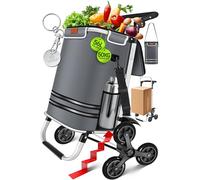 KESSER® Einkaufstrolley Treppensteiger mit Kühlfach klappbar mit 56L Kapazität und belastbar bis 50kg | 3in1 Trolley Sackkarre & Umhängetasche | Faltbarer Einkaufswagen inkl. Einkaufschip, Anthrazit