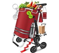KESSER® Einkaufstrolley Treppensteiger mit Kühlfach klappbar mit 56L Kapazität und belastbar bis 50kg | 3in1 Trolley Sackkarre & Umhängetasche | Faltbarer Einkaufswagen inkl. Einkaufschip, Bordeaux
