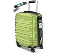 KESSER® Handgepäck Reisekoffer 55L Hartschalen-Koffer Inkl. Kofferwaage + Gepäckanhänger | Trolley Gepäck Rollkoffer Zahlenschloss 4 Rollen ABS-Hartschale Teleskopgriff, 55x40x25cm, Hellgrün