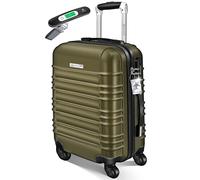 KESSER® Handgepäck Reisekoffer 55L Hartschalen-Koffer Inkl. Kofferwaage + Gepäckanhänger | Trolley Gepäck Rollkoffer Zahlenschloss 4 Rollen ABS-Hartschale Teleskopgriff, 55x40x25cm, Olivgrün