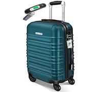 KESSER® Handgepäck Reisekoffer 55L Hartschalen-Koffer Inkl. Kofferwaage + Gepäckanhänger | Trolley Gepäck Rollkoffer Zahlenschloss 4 Rollen ABS-Hartschale Teleskopgriff, 55x40x25cm, Petrolgrün