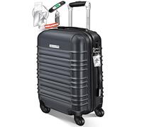 KESSER® Handgepäck Reisekoffer 55L Hartschalen-Koffer Inkl. Kofferwaage + Gepäckanhänger | Trolley Gepäck Rollkoffer Zahlenschloss 4 Rollen ABS-Hartschale Teleskopgriff, 55x40x25cm, Anthrazit