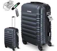 KESSER® Handgepäck Reisekoffer Hartschalen-Koffer Inkl. Kofferwaage + Gepäckanhänger | Trolley Gepäck Rollkoffer Zahlenschloss 4 Rollen ABS-Hartschale Teleskopgriff (55x40x25cm / 55 Liter Anthrazit)