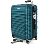 KESSER® Reisekoffer 120L Großer Hartschalen Koffer Inkl. Kofferwaage + Gepäckanhänger | Trolley Gepäck Rollkoffer Zahlenschloss 4 Rollen ABS-Hartschale Teleskopgriff, 75x50x32cm, Petrolgrün