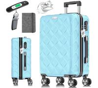 KESSER® Reisekoffer 120L Koffer ABS Hartschalenkoffer mit Zahlenschloss, Kofferwaage & Reisebrieftasche 360° Rollen | Rollkoffer für Business & Reise Trolley mit Teleskopstange & Tragegriff Sky Blue