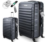 KESSER® Reisekoffer Hartschalen-Koffer Inkl. Kofferwaage + Gepäckanhänger | Trolley Gepäck Rollkoffer Zahlenschloss 4 Rollen ABS-Hartschale Teleskopgriff (75cm - 120L, Anthrazit)