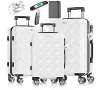 KESSER® Reisekoffer Set 3-teilig | Kofferset ABS Hartschalenkoffer mit Zahlenschloss, Kofferwaage & Reisebrieftasche 360° Rollen | Handgepäck & große Koffer für Business & Reise Trolley Snow White