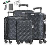 KESSER® Reisekoffer Set 4-teilig | Kofferset ABS Hartschalenkoffer mit Zahlenschloss, Kofferwaage & Reisebrieftasche 360° Rollen | Handgepäck & große Koffer für Business & Reise Trolley Charcoal