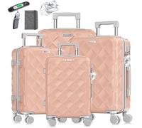 KESSER® Reisekoffer Set 4-teilig | Kofferset ABS Hartschalenkoffer mit Zahlenschloss, Kofferwaage & Reisebrieftasche 360° Rollen | Handgepäck & große Koffer für Business & Reise Trolley Nude Grey